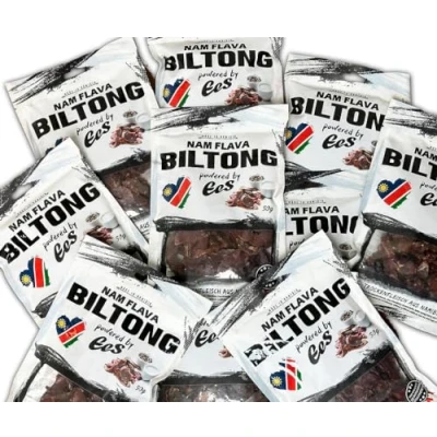 Afbeelding van Nam Flava Original Biltong van Namibie 0,5 kg (10x50 g) Gedroogd vlees, Beef Jerky, veel eiwitten