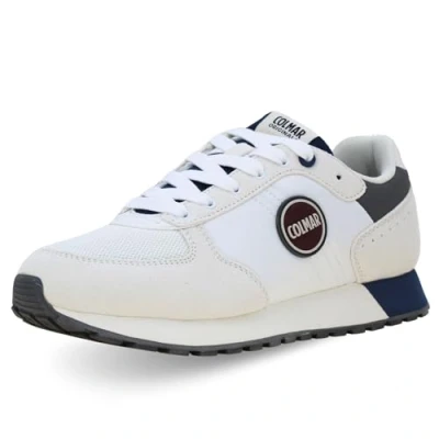 Afbeelding van Colmar Originals Travis Authentic Sneakers laag, Heren, Maat: 43, White/dark denim/dark gray Leer en textiel
