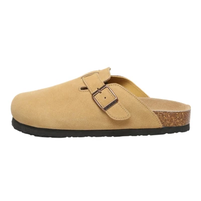 Afbeelding van EVER AU Dames Pintail Leren Comfort Klomp Sandalen Camel Suede Maat 37