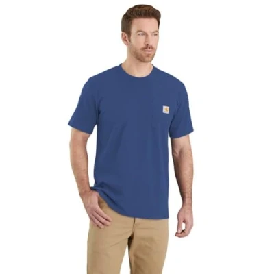 Afbeelding van Carhartt Lange mouwen, losse snit, zwaar K87 T shirt met korte mouwen en zak, Deep Ocean., XS