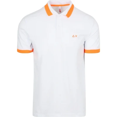 Afbeelding van Sun68 Poloshirt Big Stripe Fluo Wit maat L heren met Modern fit Pasvorm Stretch Suitable Herenkleding