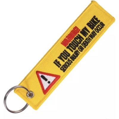 Afbeelding van Motorsleutelhanger Keychain WARNING IF YOU TOUCH MY BIKE Sleutelhanger Geel