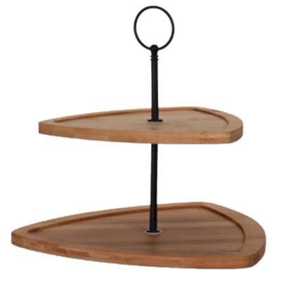 Afbeelding van Excellent Houseware Etagere 2 laags bamboe 25 x 24 cm