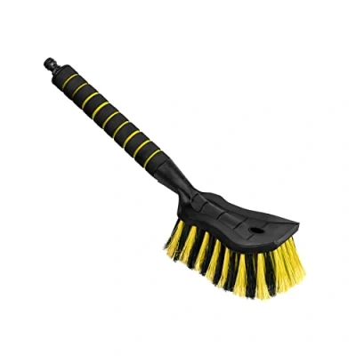 Afbeelding van ToM PaR Autowasborstel I Waterborstel met wateraansluiting Snelsluiting voor de waterklep Dichte borstelharen Comfortabele handgreep Tuin Lengte: 44 cm Geel