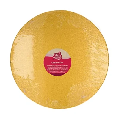 Afbeelding van FunCakes Cake Drum Rond Goud Ø35,5 cm / 12 mm Taartonderlegger Taartkarton