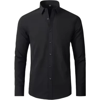 Afbeelding van Kreukvrij Overhemd Heren Stretch Blouse S/M Zwart BRILLSHIRT