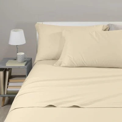 Afbeelding van Caleffi Eenkleurig flanellen beddengoedset, ivoorkleurig, voor eenpersoonsbed