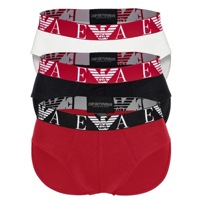 Afbeelding van Emporio Armani Brief 3 PACK Slip, Heren, Maat: Large, White/scooter/black