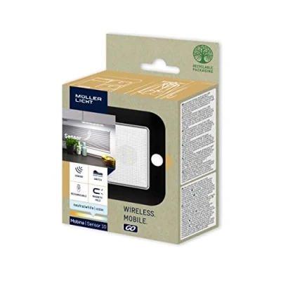 Afbeelding van Müller licht Mobina 27700053 Sensor 10 LED batterij lamp oriëntatie nachtlampje, cm lengte, neutraal wit 4000 K, 0,6 W, oplaadbaar via USB, zelfklevend, zwart,