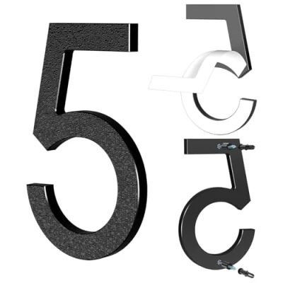Afbeelding van Yafimea Huisnummer 15 cm zwart, Zelfklevend of schroefmontage, modern ontwerp met zwevend 3D effect, weerbestendige ABS voor buitenmuur hek (5)