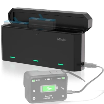 Afbeelding van Batterijlader voor GoPro Hero 11/10/9 3 Kanaals Acculader Ondersteunt Opslag/Opladen/Omgekeerd Opladen, Compatibel met 11 10 9 Black originele batterij (Zonder Batterij)