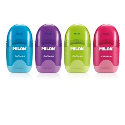 Afbeelding van Milan 4701116 potloodslijper Handmatige puntenslijper Blauw, Groen, Roze, Paars