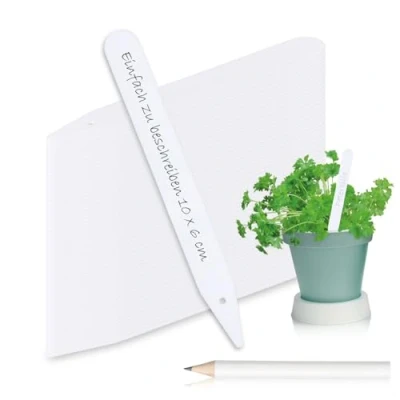 Afbeelding van COM FOUR® 100x plantenetiketten met potlood insteeketiketten 12 cm voor kamers, balkons, tuinen plantpluggen etikettering kweekpluggen bedden en bloempotten (100 stuks wit 12cm)