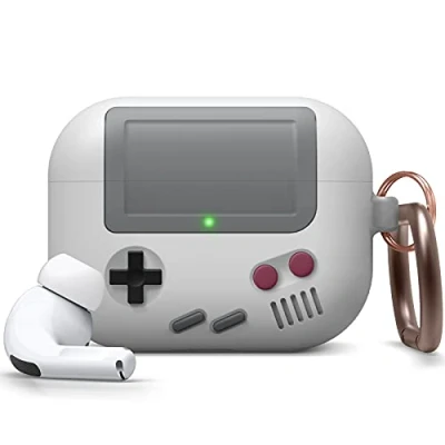 Afbeelding van elago AW5 AirPods Pro Hoesje, Klassiek Game Console Design Case met sleutelhanger voor [Amerikaans Patent Geregistreerd] (Lichtgrijs)