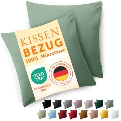 Afbeelding van Blumtal set van 2 kussenslopen 60 x kussensloop, kussensloop zachte, geborstelde microvezelstof, zomergroen