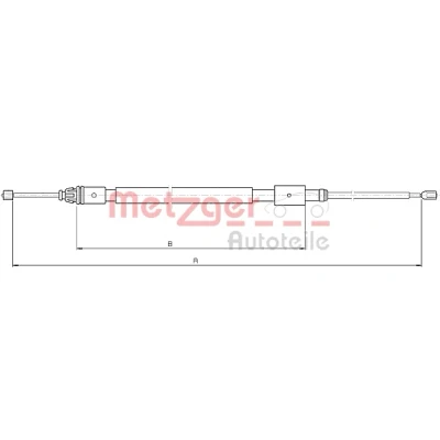 Afbeelding van METZGER 10.4716 Handremkabel Links achter, Rechts achter 1612/800mm COFLE CITROЁN: C2 Hatchback (JM) 1.4, 1.6, 1.4 HDi, 1.6 VTS, 1.1 2003 2012