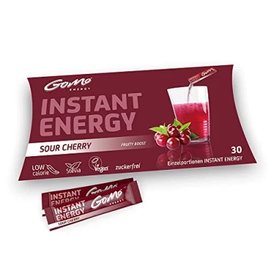 Afbeelding van GoMo ENERGY® 100% Natuurlijke Vitaliteit Drink Suikervrije Boost voor Lichaam &amp; Geest Verbeter Focus, Concentratie, Waakzaamheid Motivatie Veganistisch, Caloriearm, Stevia gezoet SOUR CHERRY 30 Enkele Porties