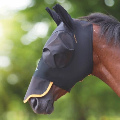 Afbeelding van Shires Vliegenmasker Stretch met Neus Jet Zwart Cob
