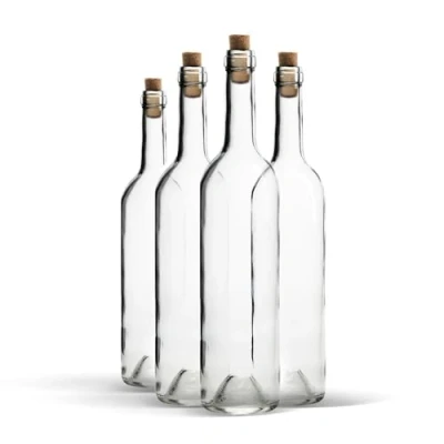 Afbeelding van WYSKONT Glazen fles 750 ml Bordeaux 32 stuks Wijnfles met kurk Waterfles Oliefles Lege likeurflessen flessen om te vullen Wijncadeau Wijnaccessoires