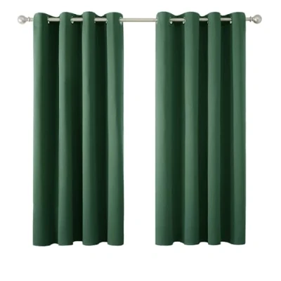 Afbeelding van Deconovo Gordijnen Verduisterend, Ondoorzichtige met Oogjes voor Slaapkamer, Woonkamer, Kerst, 107x138 cm (B x H), Donkerlentegroen, 2 stuks