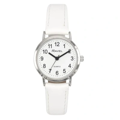 Afbeelding van Ravel Unisex Classic Everyday Horloge Analoge Quartz R0129, Wit/zilverkleur/witte wijzerplaat met cijfers, 36mm case