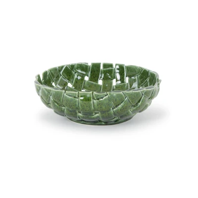 Afbeelding van Ferm LIVING Plait schaal 30 cm Donkergroen