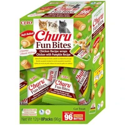 Afbeelding van Ciao Churu Fun Bites Wraps Kattensnack Chicken&amp;Pumpkin 8 x 12 gr