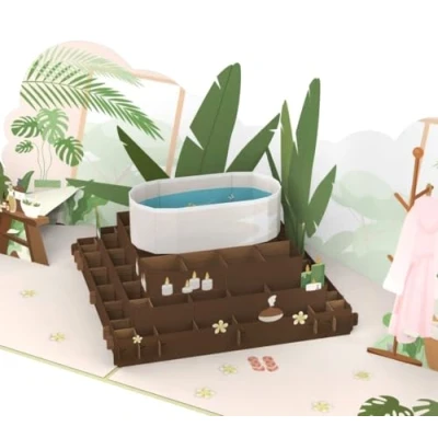 Afbeelding van MOKIO® Pop Up Kaart Wellness 3D wenskaart voor een verjaardag, Verjaardagskaart