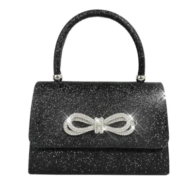 Afbeelding van RPAEOY elegante handtas voor dames, vlinderdas, glitter avondtas, schoudertas, ketting, sprankelend, crossbody formele eindejaarsbal, feest, bruiloft, cocktail, Zwart