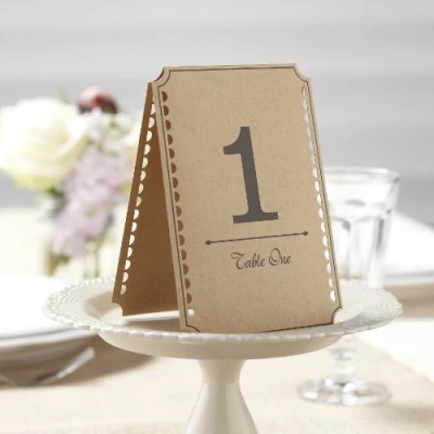 Afbeelding van Ginger Ray Bruine Kraft Bruiloft Tafel Nummers 1 12 Vintage Zaken, Papier