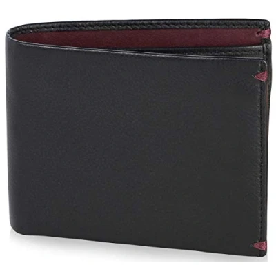 Afbeelding van VISCONTI Tap&#039;n&#039;Go Portemonnee voor heren, echt leer, met RFID bescherming, creditcardhouder portemonnee, vouwportemonnee, bankbiljettenhouder, zwart/bordeauxrood, AP62, Minimalistisch