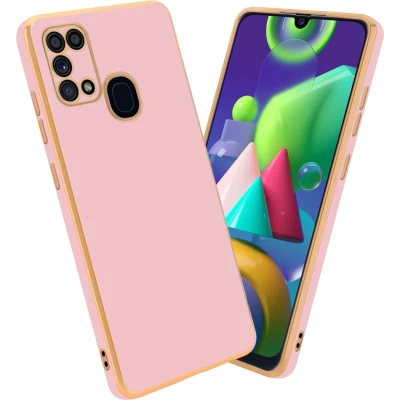 Afbeelding van Cadorabo Hoesje geschikt voor Samsung Galaxy M31 in Glossy Roze Goud Beschermhoes Case Cover van flexibel TPU silicone en met camerabescherming