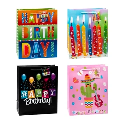 Afbeelding van TSI 84314 geschenkzakje verjaardag, verpakking van 12 stuks, grootte: groot (32 x 26 13,5 cm)