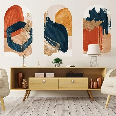 Afbeelding van Papier peint intissé pré encollé fresques géantes ARCHES ABSTRAITS ROUGES ET BLEUS 60x90cm
