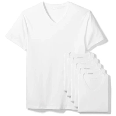 Afbeelding van Amazon Essentials Men&#039;s Onderhemd met V hals, Pack of 6, Wit, XL