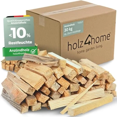 Afbeelding van holz4home® aanmaakhout, gedroogd, 30 kg (10 x 3 kg), naaldhout, ovenklaar, droog ideaal aanmaakhout voor barbecue, open haard, oven, BBQ, rookoven, als