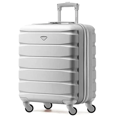 Afbeelding van Flight Knight ABS cabinekoffer compatibel met Air France, Hop! EasyJet, Ryanair en vele andere! Handbagage, licht, handbagage 4 wielen, zilver, 56 x 45 25 cm, koffer, zilver., 56x45x25cm, koffer