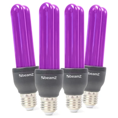 Afbeelding van BeamZ BUV27 spaarlamp blacklight 25W E27 fitting 4 stuks