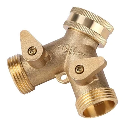 Afbeelding van 2 weg zware messing massieve slang splitter tuinslang connector, Y 3/4 &quot;kraan connector adapter voor tuinirrigatie(Europese draad)
