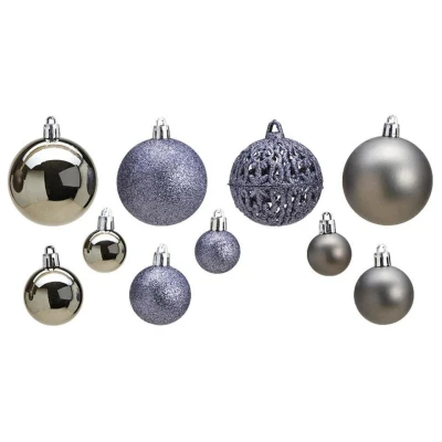 Afbeelding van Bellatio Decorations Kerstballen 100 stuks grijs kunststof
