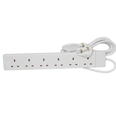 Afbeelding van PRO ELEC Verlengkabel, 6 Socket, 2 meter (wit)