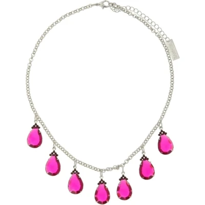 Afbeelding van Behave Ketting met fuchsia druppelvormige hangers