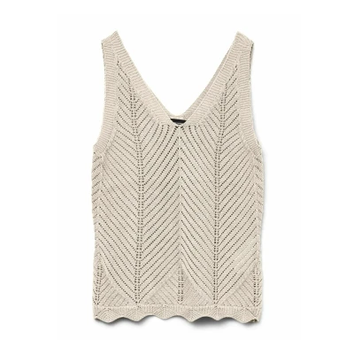 Afbeelding van Vero Moda Vmnoel Sl V Neck Top Birch Gold Lurex BEIGE XS