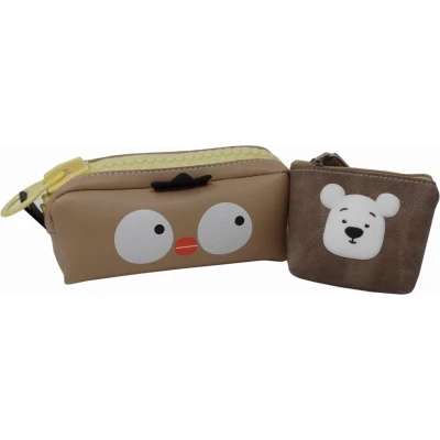 Afbeelding van Jessidress Meisjes Etui met Portemonnee Make up Tasje Bruin