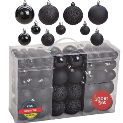 Afbeelding van WOMA kerstballen, set in 14 kerstkleuren, 50 en 100 groen, van kunststof, goud, zilver, rood, brons/koper enz., kerstboomdecoratie kerstboomversiering