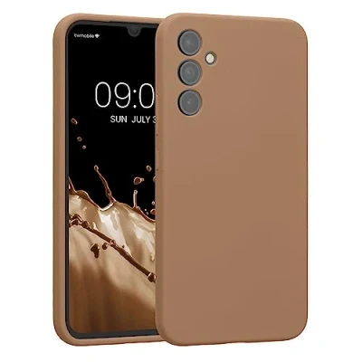 Afbeelding van kwmobile telefoonhoesje geschikt voor Samsung Galaxy A34 5G TPU backcover met siliconen coating Smartphone case in cappuccino