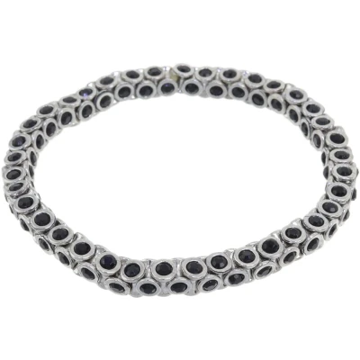 Afbeelding van Behave Zilver kleurige armband met zwarte steentjes