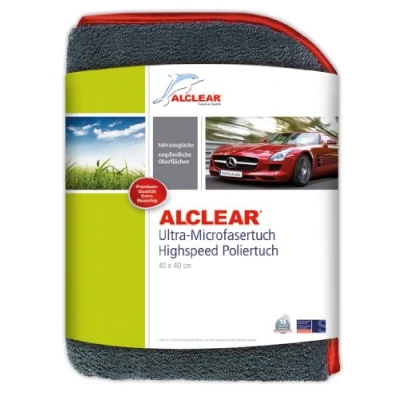 Afbeelding van Alclear 822203H Highspeed Microvezeldoek voor auto, polijstdoek, droogdoek, 1.200 gsm, extra dik, zeer zacht, het verzorgen, reviseren en polijsten van je 40x40 cm, grijs