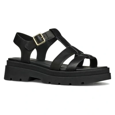 Afbeelding van Geox Adacter Sandalen met plateauzool, Dames, Maat: 40, Black Kalfsleer