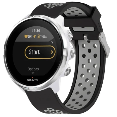 Afbeelding van Siliconen sport bandje Universeel 24 mm aansluiting Zwart/Grijs iMoshion En TPU (zacht)